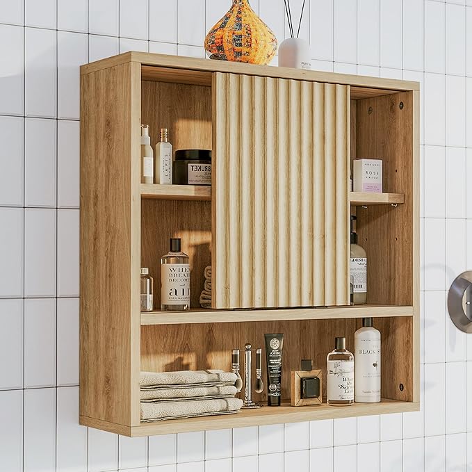 2 Pcs Bathroom Wall Cabinet Above Toilet Storage,Wall Mounted Storage with Adjustable Shelves, Space-Saving Modern Design for Bathroom & Laundry Room, Kitchen, Dining Room, Living Room