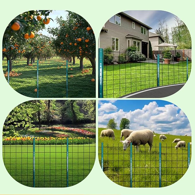 ARIFARO Sturdy Duty Metal Fence Posts 3 Feet,Pack of 10, 3-4-5-6-7 Feet No Digging Garden U Post for Wire Fencing Steel Fencing Poles for Yard, Outdoor