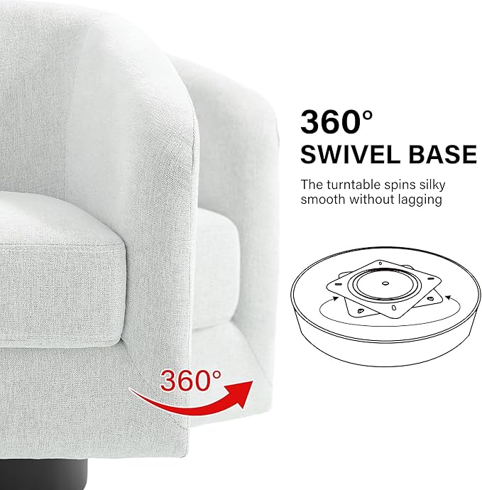 Swivel Barrel Accent Chair, Modern Round Chenille Fabric Arm Chair for Living Room, Bedroom, Comfy Club Reading Chairs for Adults(Chenille Fabric, Beige, Set of 2