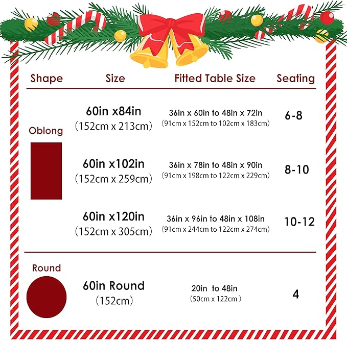 LUSHVIDA Christmas Tablecloth Rectangle - 60x84 inch Holly Ribbon Pattern Washable Wrinkle Resistant Holiday Tablecloths for Christmas Family Gathering, Dining Room Table 130GSM