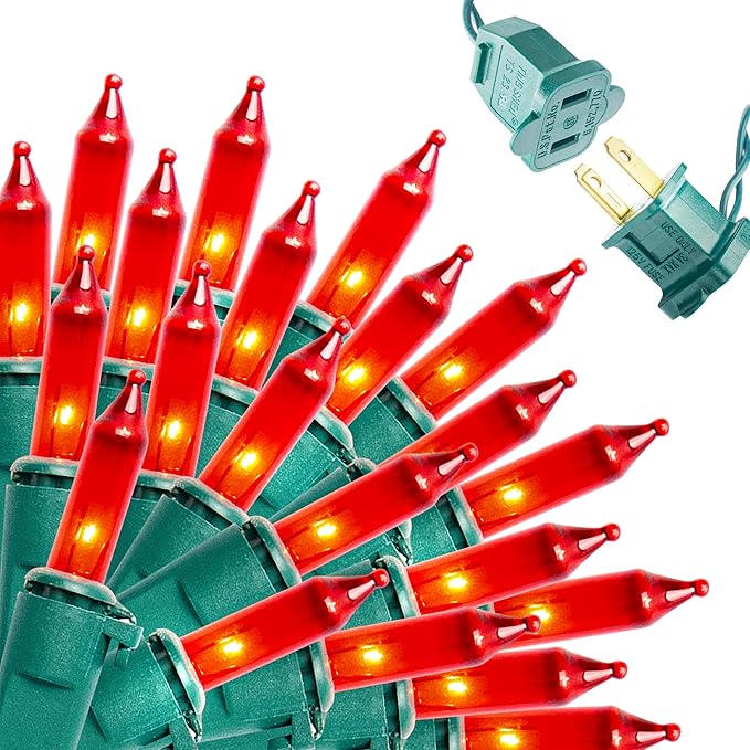 Joiedomi Red Christmas String Lights,100 Count 21.4FT Christmas Fairy Tree Lights Plug in for Indoor Outdoor Valentine's Day Xmas Decorations Patio Holiday Theme Party Yard House,Green Wire