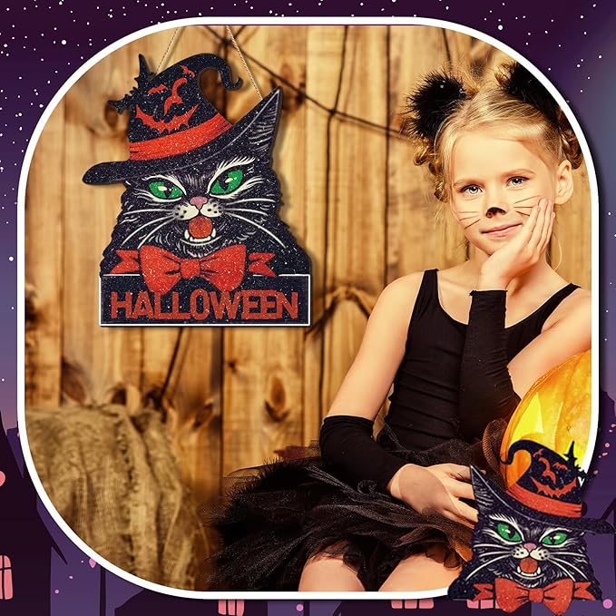 Boao Welcome Halloween Door Decorations Halloween Sign Hanging Decoration Wall Hanger Masquerade Carnival Wreath for Outdoor Farmhouse Porch Front Door Decor