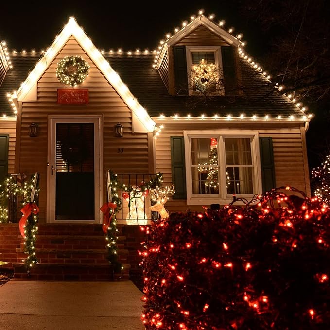 TW SHINE Red Christmas Lights, 2 Pack Total 40 FT 200 Count Incandescent Christmas Mini Tree String Lights, Waterproof Christmas Decorations for Outdoor Indoor Xmas Patio Home Party Garden Yard Decor