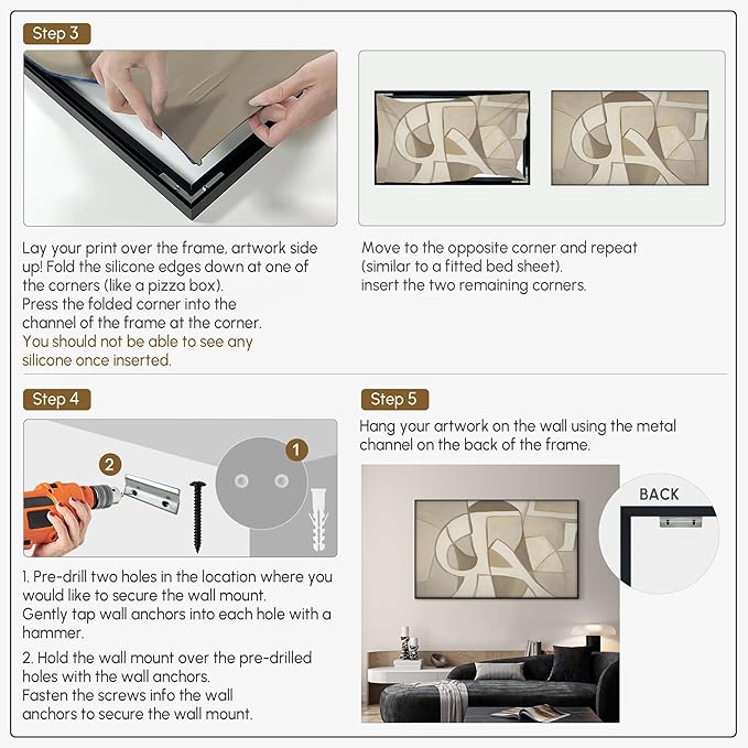 SIGNWIN 30"x60" Extra Large Framed Wall Art Neutral Abstract Geometric in Mid-Century Style, Retro-Inspired Design for Home Living Room Bedroom Decor (Frame Assembly Required)