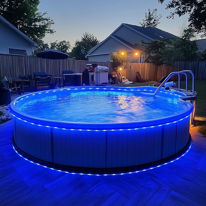 JMEXSUSS 2 Pack 100 LED Solar Rope Lights, IP65 Solar Rope Lights Outdoor Waterproof LED, 33ft 8 Modes PVC Tube Rope Light for Trampoline Xmas Fence Yard Walkway Path Garden(Blue)