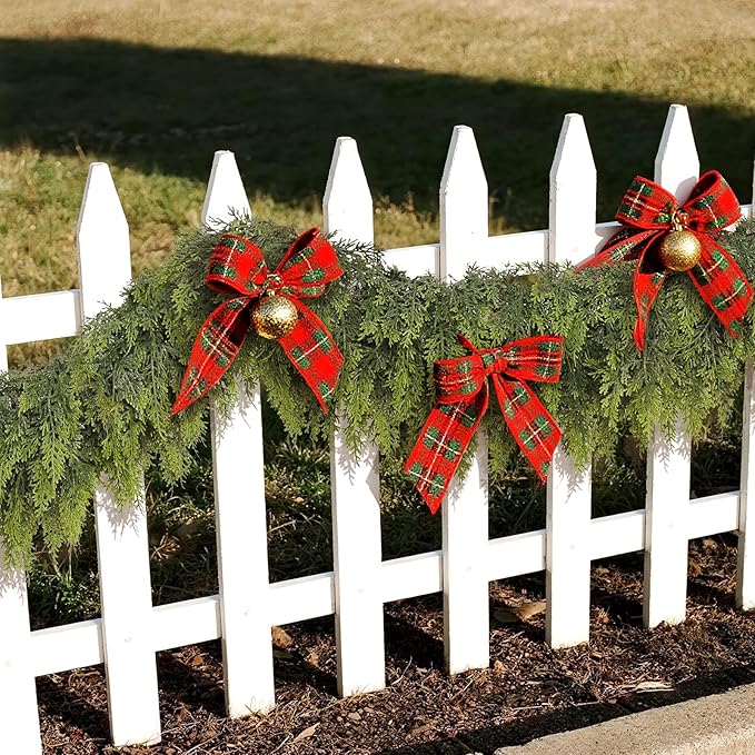 9FT Real Touch Cedar Garland for Fireplace - Artificial Christmas Garlands Realistic Faux Greenery Fake Pine Needles Garland for Holiday,Table, Window,Mantel,Stairs, Home,Indoor Outdoor Decor (1PCS)