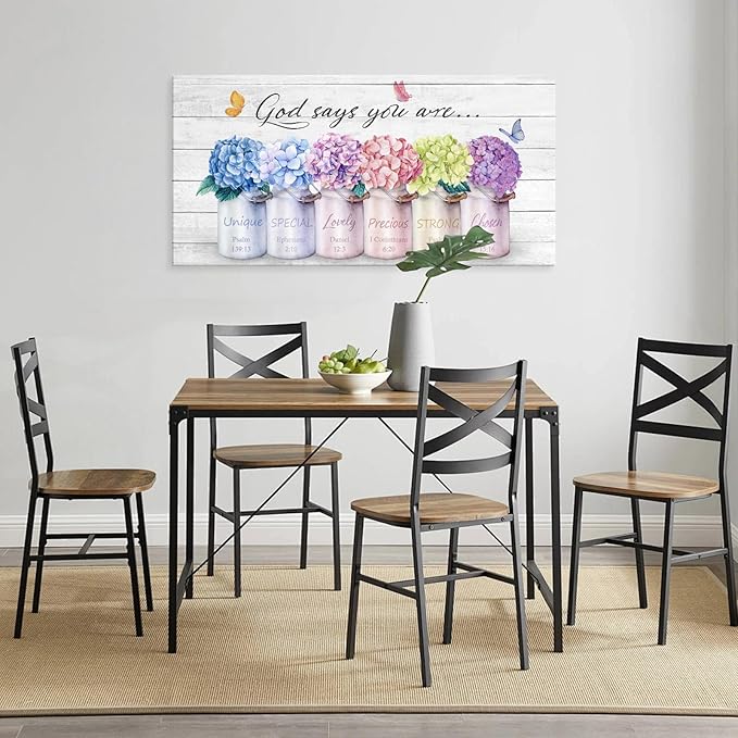 Cao Gen Decor ArtH43062 Inspirational Bible Verse Wall Art: God Says You Are Wall Sayings Flowers in Mason Jar Picture Print Christian Gift Quotes Poster for Women Girl Bedroom Home Decor Artwork