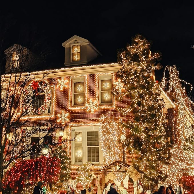 Brightown 50 Count Warm White Christmas Lights, Clear Mini Incandescent Lights on White Wire, Christmas Tree String Lights for Indoor Outdoor Decorations(12ft)