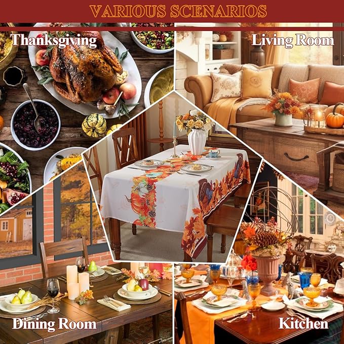 SASTYBALE Thanksgiving Napkin 2020 Inch Square Turkey & Pumpkin Pattern Cloth Napkins Sef of 4 Decorative Washable Table Cloth Napkins for Fall, Harvest, Holiday Dining