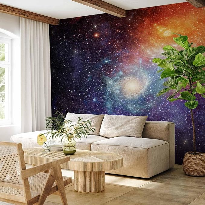 artgeist Wall Mural Cosmos Galaxy 77x55 in - Peel and Stick Self-Adhesive Wallpaper Removable Large Sticker Foil Wall Decor Print Picture Image Design f-C-0101-a-a
