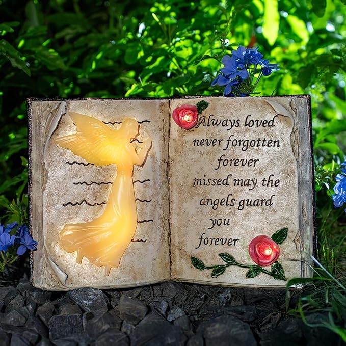 Outdoor Solar Angel Garden Stakes Lights, Waterproof Memorial Grave Decorations Gifts for Cemetery Outdoors Lawn Yard Home Patio Decor