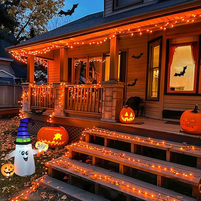 JMEXSUSS 2 Pack Halloween Solar Lights Outdoor, Total 400 LED 151FT Orange Solar Lights Outdoor Waterproof, 8 Modes Christmas String Light for Outside Tree Patio Yard Garden Halloween Decorations