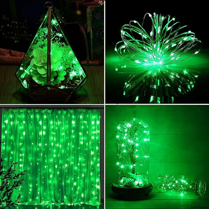 4 Pack 50 LED Fairy Lights Battery Operated with Timer, 16FT Waterproof Halloween Battery Lights Outdoor Indoor Starry Mini Led String Light for Halloween parties Bedroom Home DIY Decoration (Green)