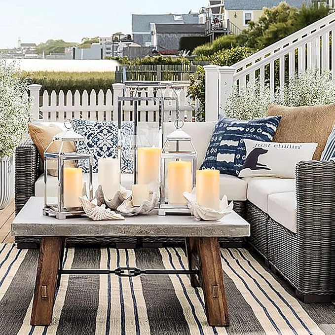 Amagic 2 Pack 6" x 4" Outdoor Plastic Electric flameless Candles with Remote Control and Timer, Battery Operated Flickering LED Pillar Fake Candle for Home, Wedding Decor, Ivory