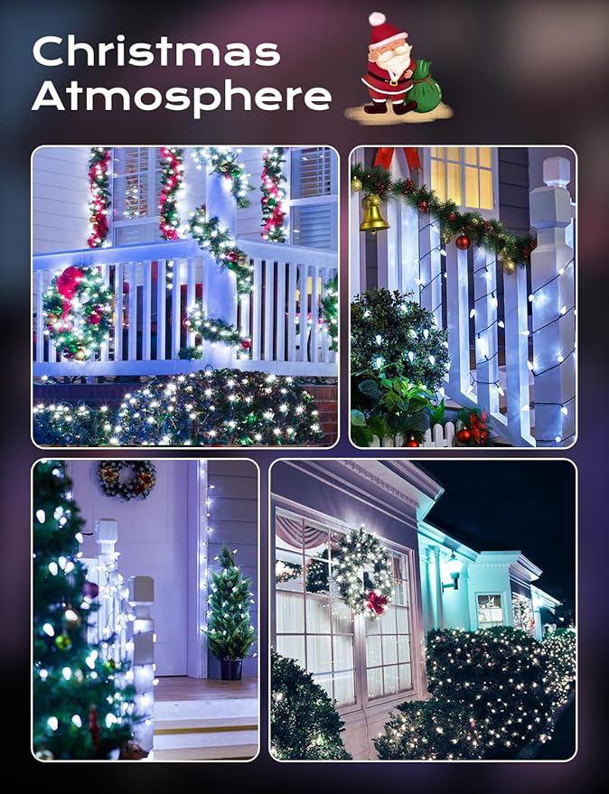 Brightown Solar Operated C6 Strawberry String Lights, 22.64ft 50 LEDs White LED Christmas Fairy Lights, Solar Christmas Lights Outdoor, Christmas Decorations for Christmas Tree, Garden Decor