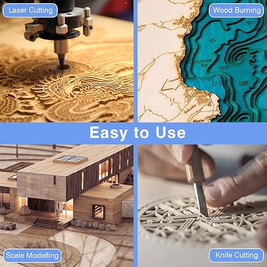 12 Pack Basswood Sheets for Crafts 12x18x1/8 Inch, 3mm Thick Unfinished Plywood for Laser Cutting & Engraving, DIY Ornaments and Architectural Model