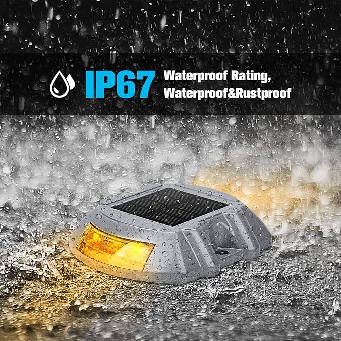 VOLISUN Solar Deck Lights - 20-Pack Led IP67 Waterproof Outdoor Warning Step Lights for Driveway, Sidewalk, Garden Pathway, Yard (Warm White)