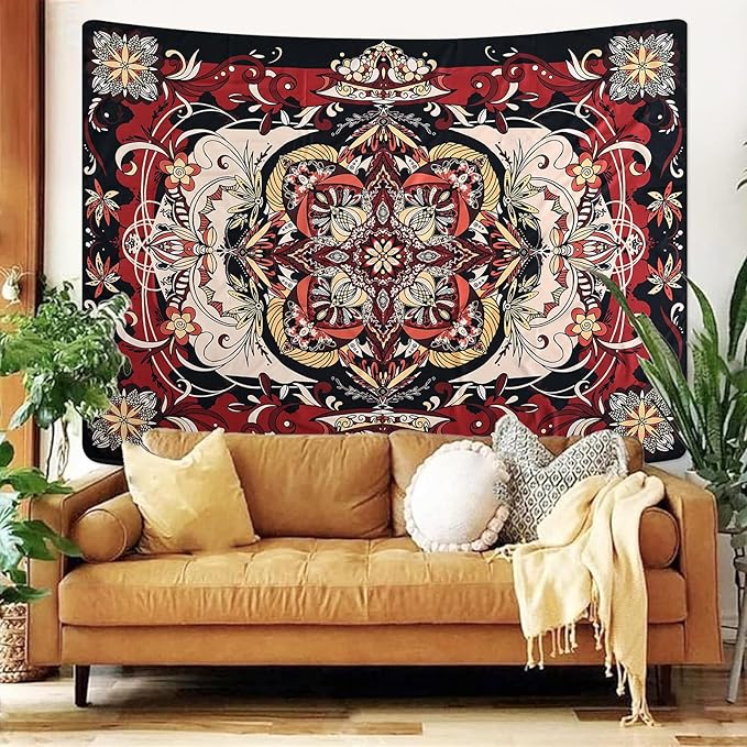 CHDGDHC Mandala Tapestry - Moth Wall Hanging, UV Resistant, Machine Washable, Lightweight, Psychedelic Bedroom Aesthetic Decor for Bedroom, Living Room, Yoga Room - 39.37x29.92 Inch