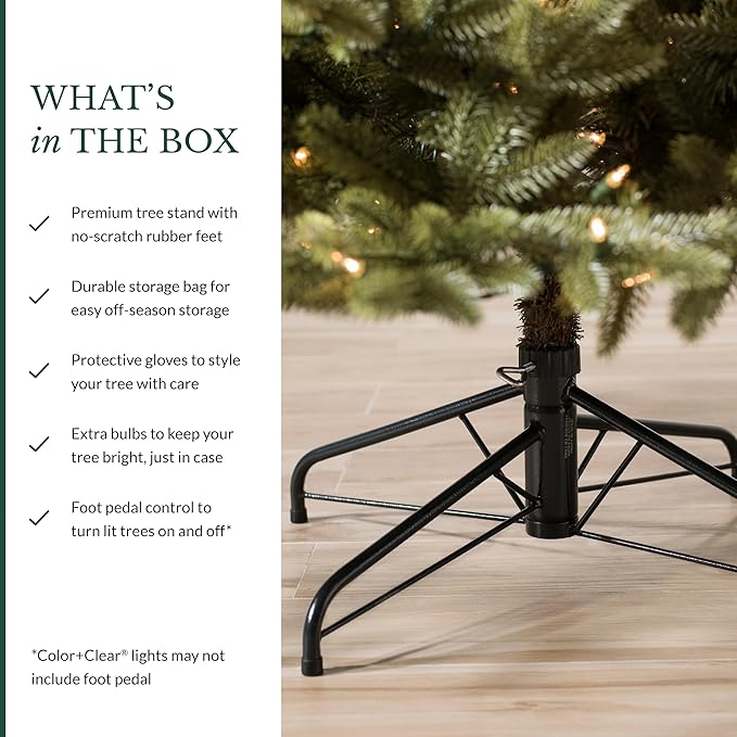 Balsam Hill 9ft Pre-Lit Stratford Spruce - Slim Artificial Christmas Tree with 1,000 Clear Incandescent Lights, True Needle Foliage, Easy Plug Technology & Premium Stand for Small Spaces