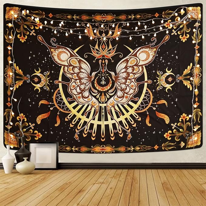 CHDGDHC Butterfly Tapestry - Moth Wall Hanging, UV Resistant, Waterproof, Machine Washable, Lightweight, Psychedelic Bedroom Aesthetic Decor for Bedroom, Living Room, Yoga Room - 39.37x29.92 Inch