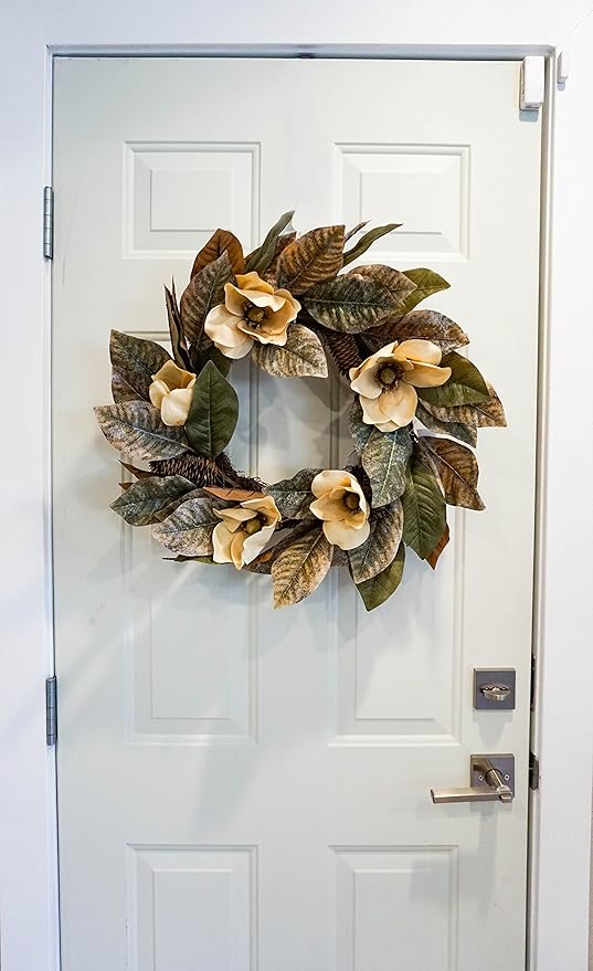 Admired By Nature 24" Magnolia Pine for Home Office Front Door Wreath, Wall Hanging Arrangement Decoration
