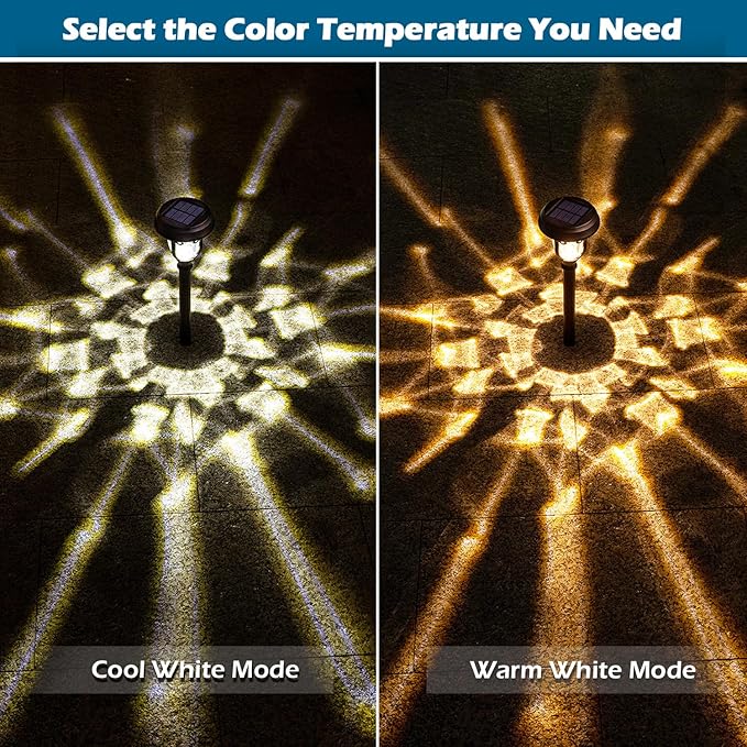 LeiDrail Solar Lights Outdoor Pathway, 6 Pack LED Glass Metal Solar Garden Lights with 2 Modes, Garden Decor for Yard Patio Landscape Walkway