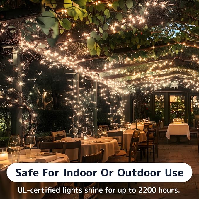 PREXTEX 300 Count Clear Christmas Tree Lights with Green Wire - 60 ft Warm White Twinkle Lights for Indoor or Outdoor Use - Holiday Fairy String Lights for Christmas Trees, Patios, and More