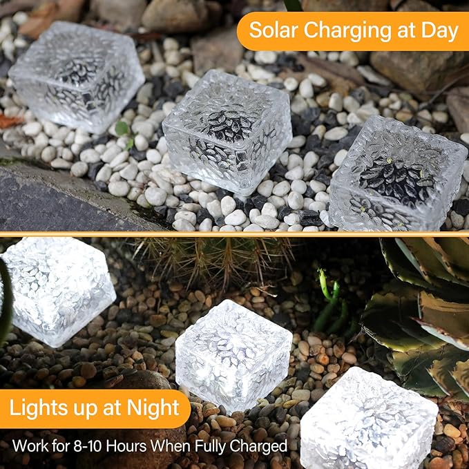 Solar Brick Lights - Outdoor Waterproof Patio & Garden Decor (6 Packs for Patio, Yard, Walkway, Pathway)
