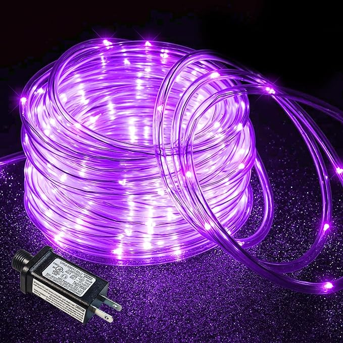 Purple Halloween Lights, 100FT 300 LED Rope Lights for Outside Waterproof with 8 Modes, Connectable Fairy String Lights for Indoor Patio, Trampoline, Garden, Pool, Holiday Decorations