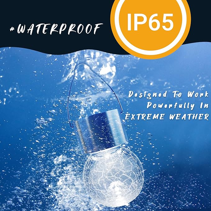 GIGALUMI 24 Pack Solar Outdoor Lights, Solar Hanging Lights for Christmas Decoration-Cracked Glass Solar Lights Outdoor Waterproof for Garden, Yard, Fence, Tree(Cold White)