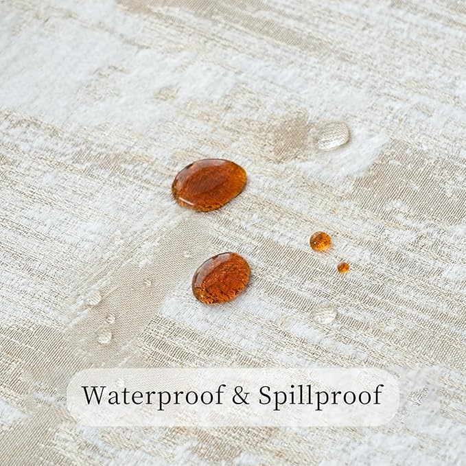 French Rectangle Tablecloth 60 x 84 Inch, Beige Jacquard Spillproof Waterproof Table Cloth, Polyester Cotton Decorative Fabric Table Cover for Dining, Party, Wedding, Kitchen, Farmhouse