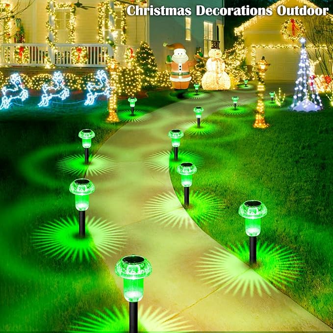 Halloween Solar Lights Outdoor 8 Pack Green LED Waterproof Mushroom Outside Lights for Yard Garden Patio Pathway Walkway Landscape Halloween Decorations
