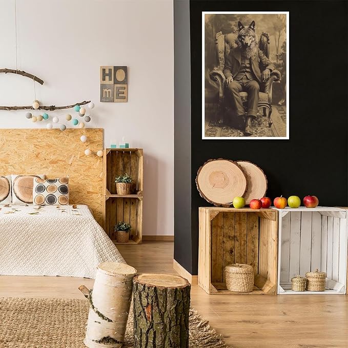 Werewolf Vintage Shoot Art Poster Print Canvas Wall Art Ideal for Dark Academia Gothic Occult Decor Living Room Bedroom Office Posters Decorations Creepy Picture 12X16inch Unframed