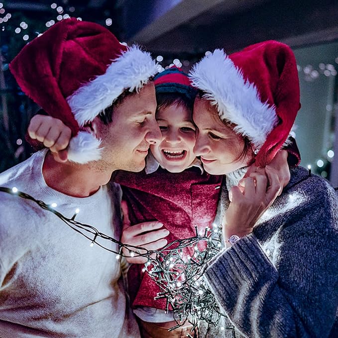 JMEXSUSS 200 LED White Christmas Lights Outdoor, 66ft Christmas Tree Lights Green Wire, 8 Modes Waterproof Twinkle String Lights Plug in for Xmas Wedding Party Indoor Decoration