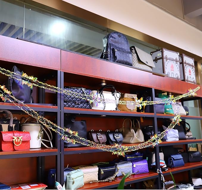 14ft Slender Iridescent Hanging Decorations Garland, Shiny Foil Metallic Banner for Christmas, Bridal Shower, Wedding, Birthday, Frozen Theme Party, Fairy Princess Rainbow Show Decoration