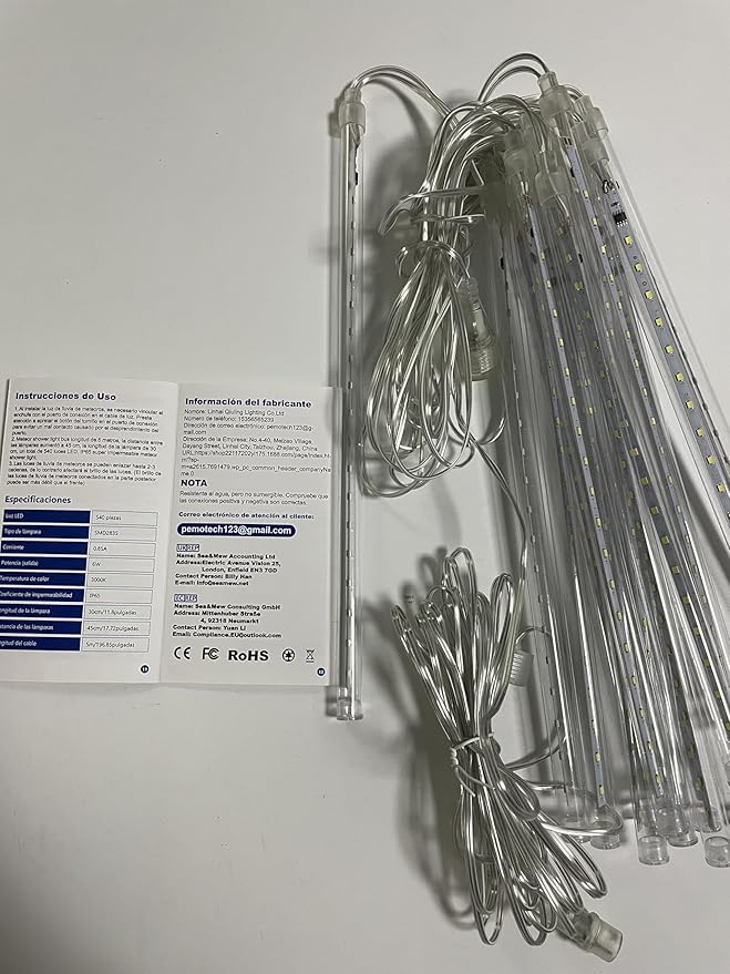 PEMOTech Meteor Shower Lights Outdoor, 38.5ft 15 Tubes 11.8" 540 LED Christmas Lights Outdoor, Snow Falling Icicle Light for Xmas Tree Halloween Decoration Wedding Party Window, Cool White