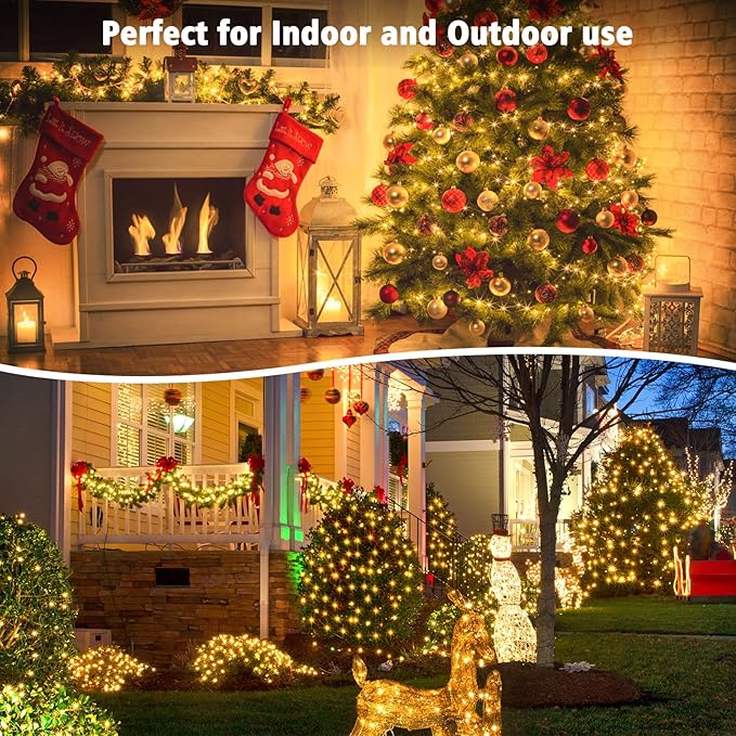 4 Pack Christmas Fairy Lights Battery Operated, 16.4FT 50 LED Dark Green Wire Twinkle Lights with Auto Timer Waterproof, Outdoor String Lights for Indoor Outdoor Bedroom Yard Decor (Warm White)