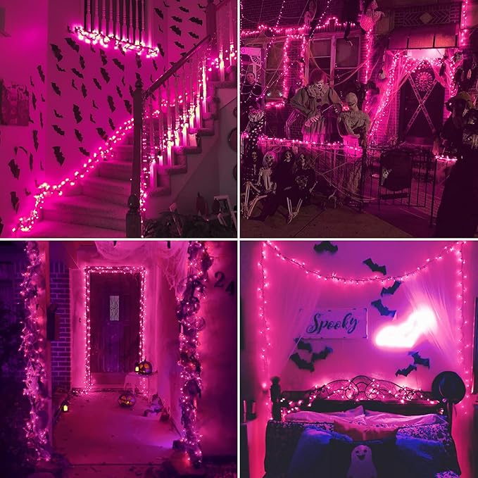 Purple Halloween Lights Outdoor,50 Count Incandescent Bulb Waterproof Fairy Lights,13FT UL Certified Mini String Lights for Holiday Decorations, Christmas,Halloween,Party, Xmas, Yard,Patio