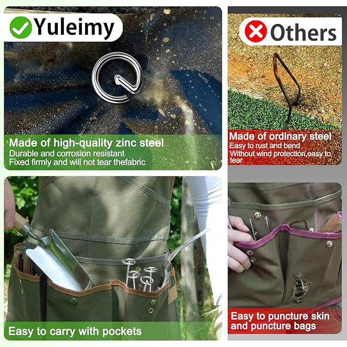 120 Pack Heavy Duty 8 Gauge Galvanized Landscape Fabric Pins, 6 Inch G-Shaped Round Top Weed Barrier Stakes for Garden, Erosion Control, Tent, Ground Cover (Silver)