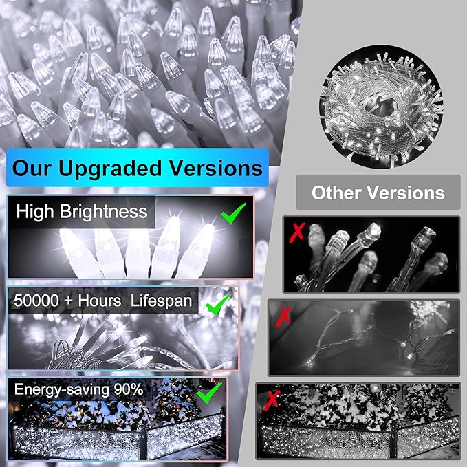 666 LED 66FT Christmas Lights with 148 Drops, 12 Modes Dimmable Cool White Outdoor Hanging Lights with Timer Memory, Waterproof Curtain Lights for Home Bedroom Indoor Tree Window Roof Fence Wedding