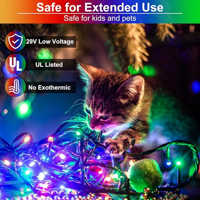 Christmas Lights Outdoor, 66FT 200 LED Christmas String Lights with 8 Modes Waterproof, Connectable Twinkle Light Green Wire for Indoor Xmas Patio Yard Party Holiday Decorations, Multicolor