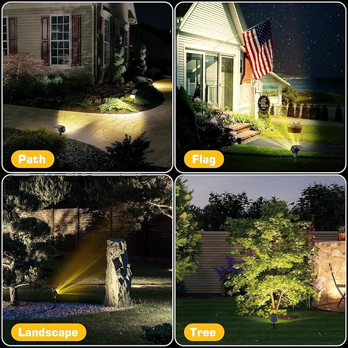 Kaxiida Solar Lights Outdoor Waterproof - 2025 Upgrade 3 Level Ultra Bright Spot Lights Uplights, LED Landscape Spotlight for Tree, Pathway, Wall, Adjustable Solar Panel Auto On/Off