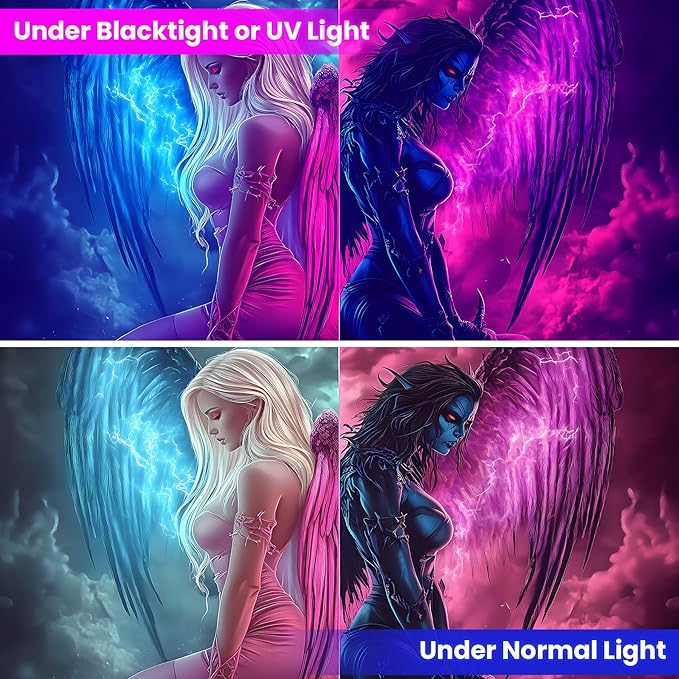 Blacklight Tapestry,WingTapestry Glow In The Dark,UV Reactive Black Light Upright Posters Wall Hanging for Bedroom Dorm Living Room Backdrop Decor (wing7, 79L" x 59W")