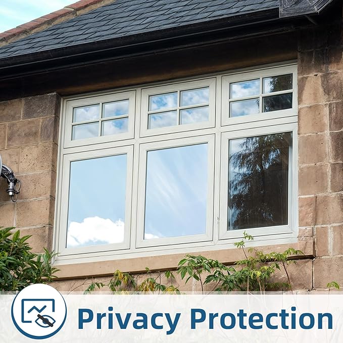 DUOFIRE One Way Window Film Privacy See Out Not in Heat Blocker Window Tint Reflective Mirror Windows Tinting Film for Home Static Cling Anti-UV Sun Blocking Windows Covering(Silver, 35.4x78.7in)
