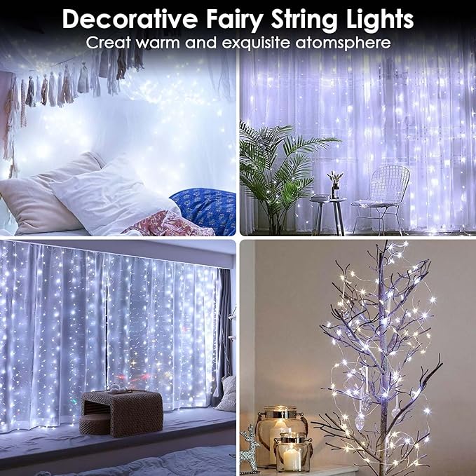 4-Pack Fairy Lights Battery Operated with Remote & Timer & 8 Modes, Waterproof 16 FT 50 LED String Lights Outdoor Indoor, Battery Twinkle Lights for Christmas Bedroom Centerpiece Décor (Cool White)