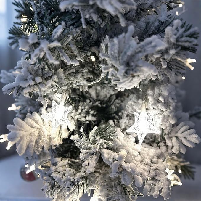 String Lights for Bedroom - 17 Ft 50 LED Fairy Christmas Lights Battery Operated, Waterproof Indoor Outdoor Star Twinkle Light for Tent Loft Bed Patio Party Wedding Holiday Camping Decor