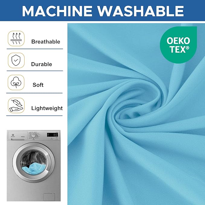 Fitted Tablecloth for 8 Foot Rectangle-6 Pack Light Blue Elastic Outdoor Picnic Table Cover-Spandex Stretch Folding Table Cloths 8ft for Camping Dining Room Patio Kitchen Banquet Party