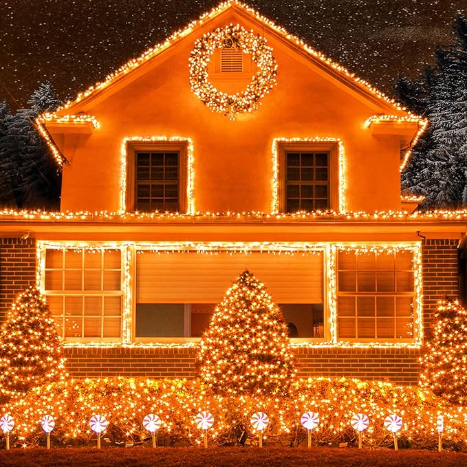 400 LED Orange String Lights, 132 FT Halloween Lights Clear Wire 8 Modes Orange Christmas Lights Outdoor, Plug in Waterproof Fairy String Lights for Tree Christmas Halloween Thanksgiving Decorations