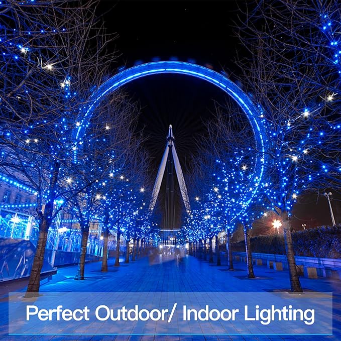 suddus Blue LED Christmas Lights Outdoor,200led 66ft Battery Operated Fairy Lights Indoor, Twinkle Lights for Bedroom, Halloween, Backyard, Tree, Dorm, Patio, Tapestry, Garden, Party