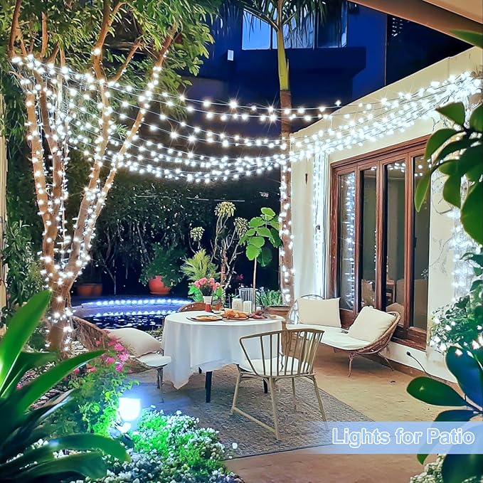 JMEXSUSS 800 LED White Christmas String Lights Outdoor, String Twinkle Lights Clear Wire Plug in for Tree Christmas Room Wedding Outside Decorations